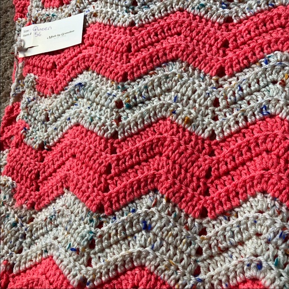 Made by Grandma Other - Chevron Crocheted Queen Size Blanket Hand Made